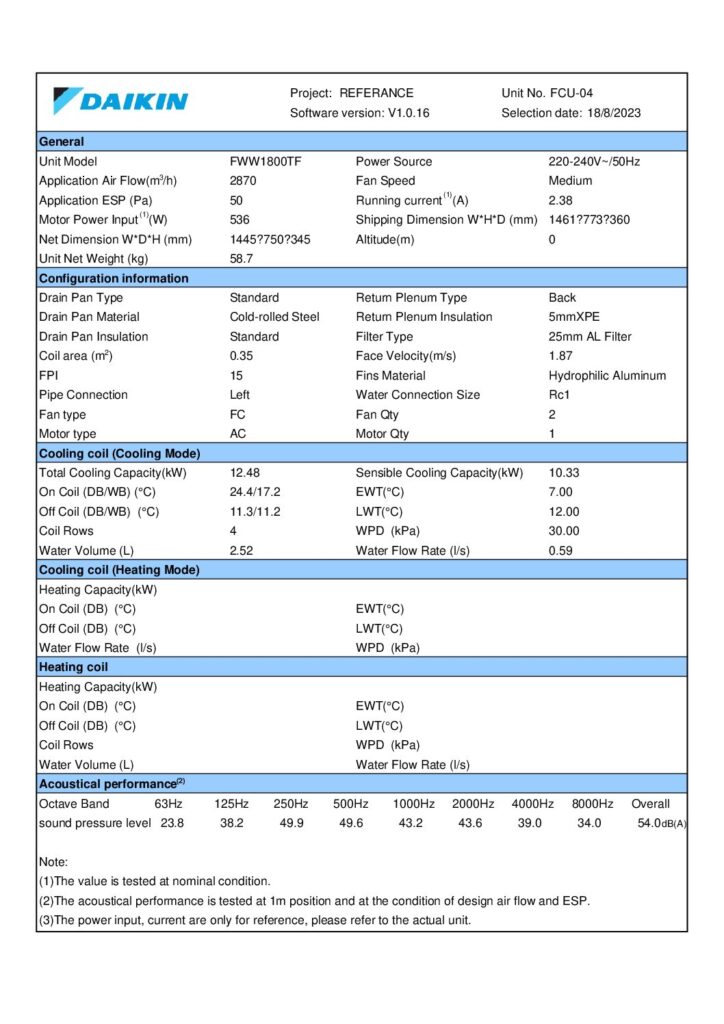FWW1800TF software selection sheet preview